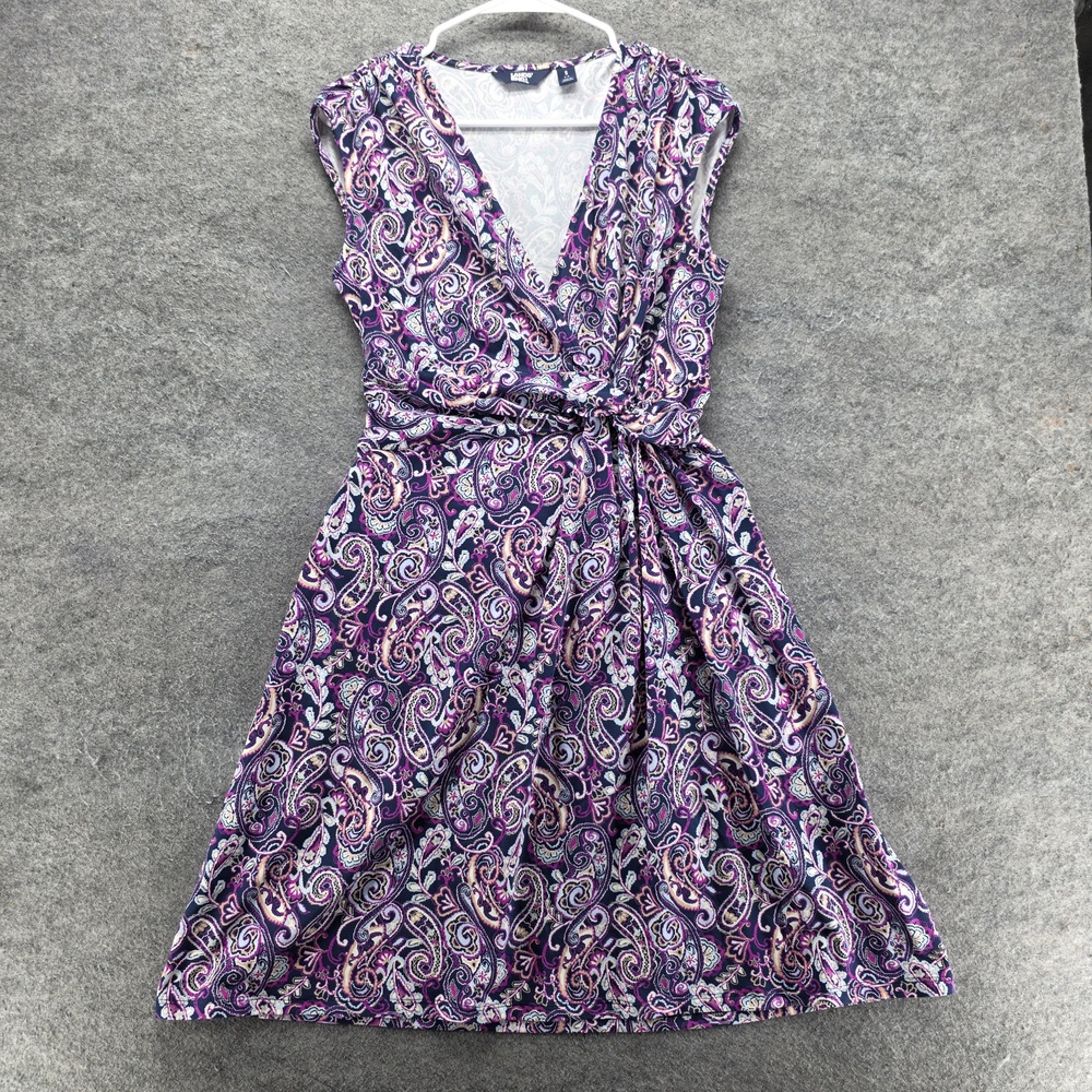 Lands' End Dress Womens S Purple Paisley Fit & Flare Sleeveless Jersey Summer